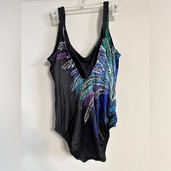 One piece Swimsuit plus 16 Swim Solutions Tummy Control shaper Bra support 3424 - Picture 2 of 15